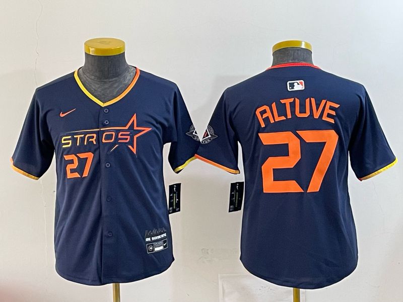 Youth 2025 Houston Astros #27 Altuve blue Nike MLB Jersey 0041->youth mlb jersey->Youth Jersey